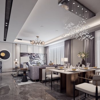 SDD上达设计 新中式客餐厅3d模型