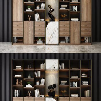 现代实木书柜