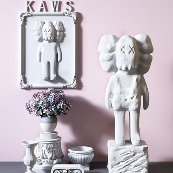 北欧潮流kaws石膏雕塑组合3d模型