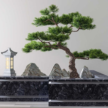 绿植假山3d模型下载