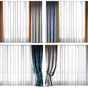 现代窗帘窗纱组合3d模型