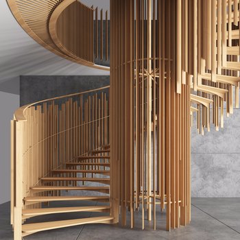 现代木质旋转楼梯