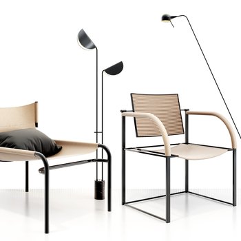 现代单椅落地灯3d模型