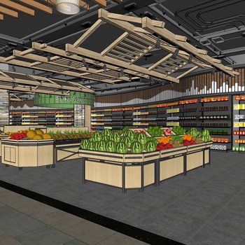 新中式超市水果蔬菜货架