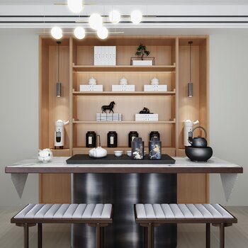上海大朴室内设计 现代新中式茶室3d模型