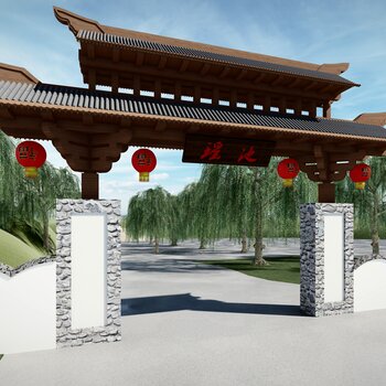 中式景区入口大门