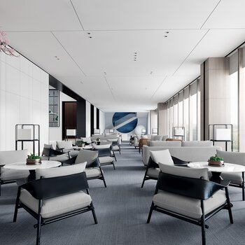里约设计 新中式售楼处接待区3d模型
