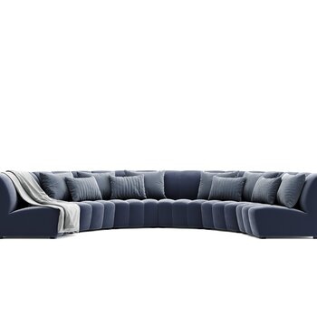意大利 米洛提 Minotti 现代弧形多人沙发抱枕组合3d模型