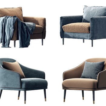 现代单人沙发组合3d模型