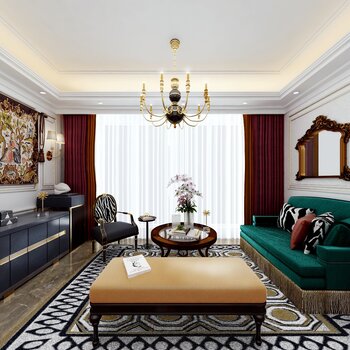 鸿艺源设计 美式客厅