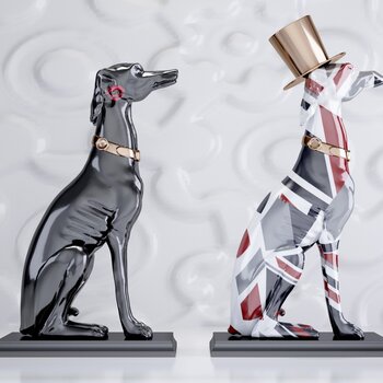 现代网红迎宾犬雕塑摆件