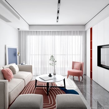 缪茹空间设计 现代客厅3d模型