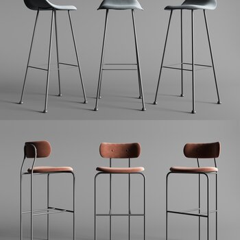 现代丹麦 GUBI 吧椅组合3d模型