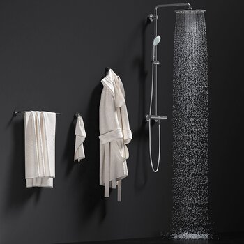 现代花洒淋浴浴袍浴巾组合3d模型