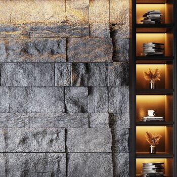 石头背景墙3d模型