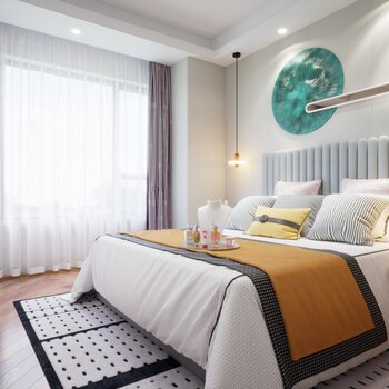美致空间 现代轻奢卧室3d模型