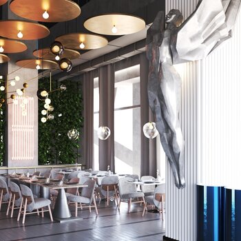 北欧餐厅就餐区3d模型