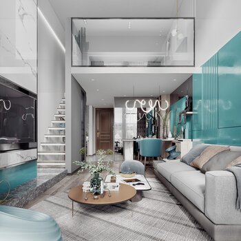 现代LOFT单身公寓3d模型