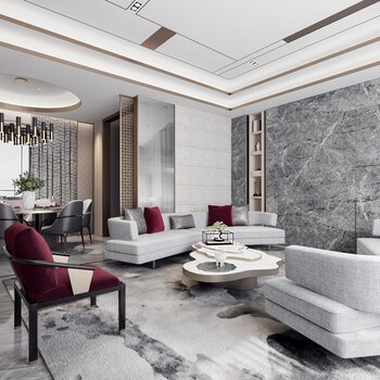 刘荣禄国际空间设计 新中式客餐厅3d模型