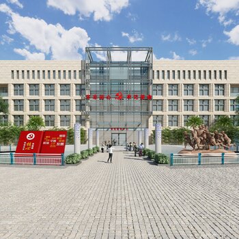 党建服务大厅文化广场景观3d模型