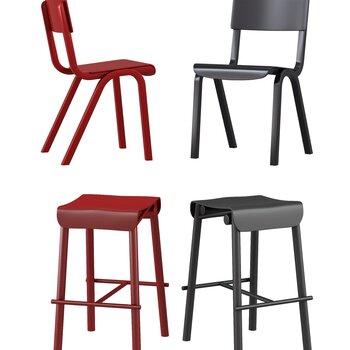 现代餐椅吧椅组合3d模型