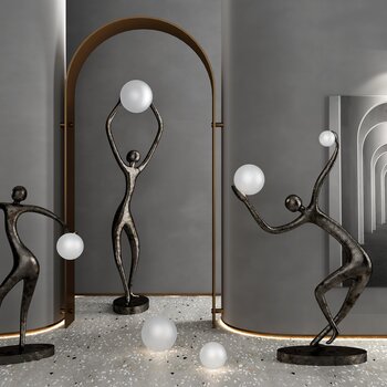 现代雕塑球灯摆件