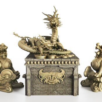 中式雕塑摆件3d模型