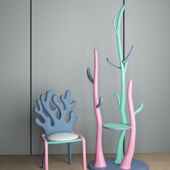儿童珊瑚系列单椅置衣架3d模型