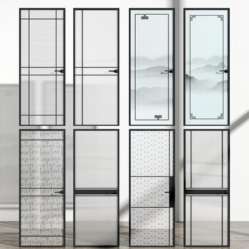 现代玻璃门组合3d模型