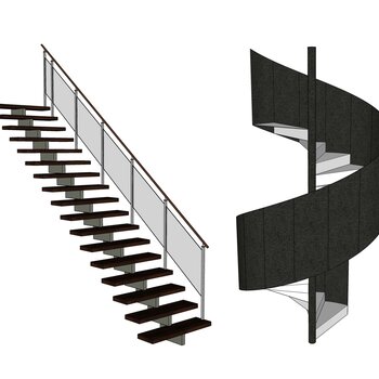 现代风格铁艺楼梯 su模型