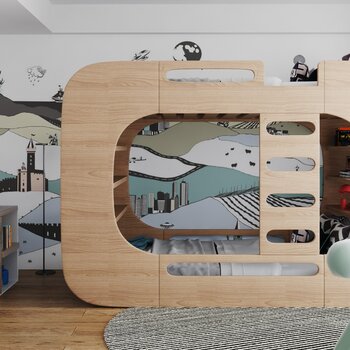 木君建筑设计 MDO 现代儿童房3d模型