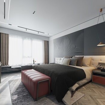一然设计 现代卧室3d模型