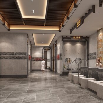 新中式浴室3d模型