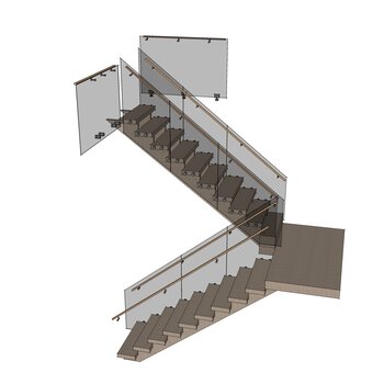 现代楼梯 su模型