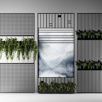 新中式绿植隔断