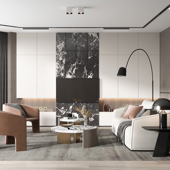 现代客厅 3d模型