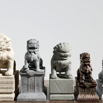 中式石狮子雕塑摆件