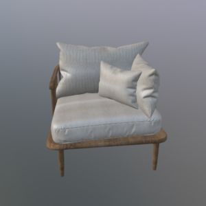 顾全 新中式实木布艺单椅3d模型