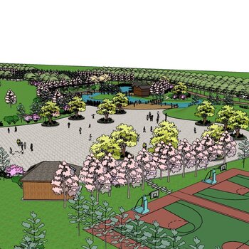 现代公园su模型