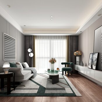 广州观致装饰设计 现代客厅3d模型