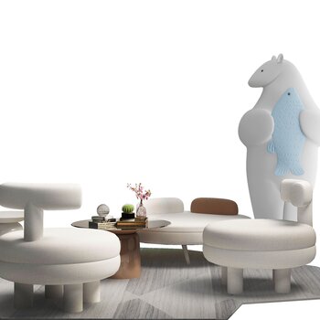墨设设计 现代休闲桌椅组合3d模型