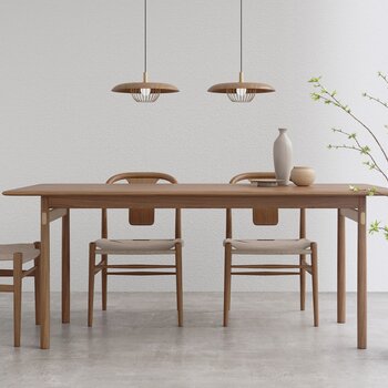 日式实木餐桌su模型