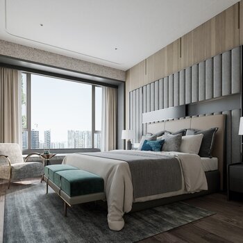 艺居设计 新中式卧室3d模型