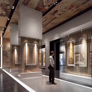 新中式博物馆书画展厅3d模型