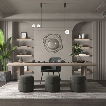 现代侘寂风茶室3d模型