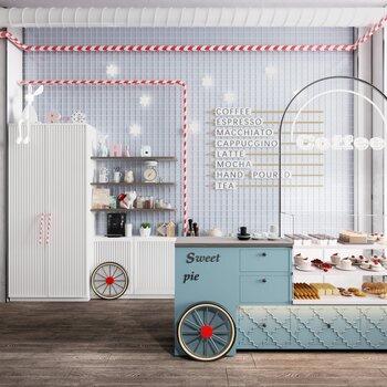 现代儿童餐厅奶茶店组合3d模型
