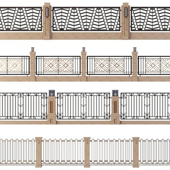 简欧铁艺围墙围栏3d模型