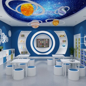 现代幼儿园科学实验教室3d模型