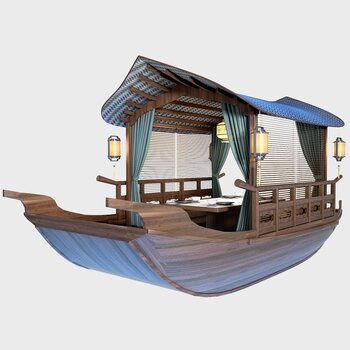 餐厅游船3d模型