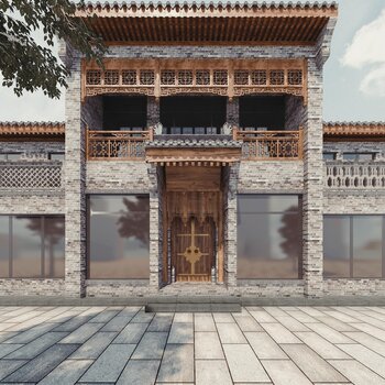 中式建筑屋檐砖瓦3d模型
